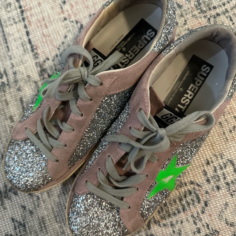 Golden Goose Superstars - Pink and green with silver glitter - Picture 2 of 11